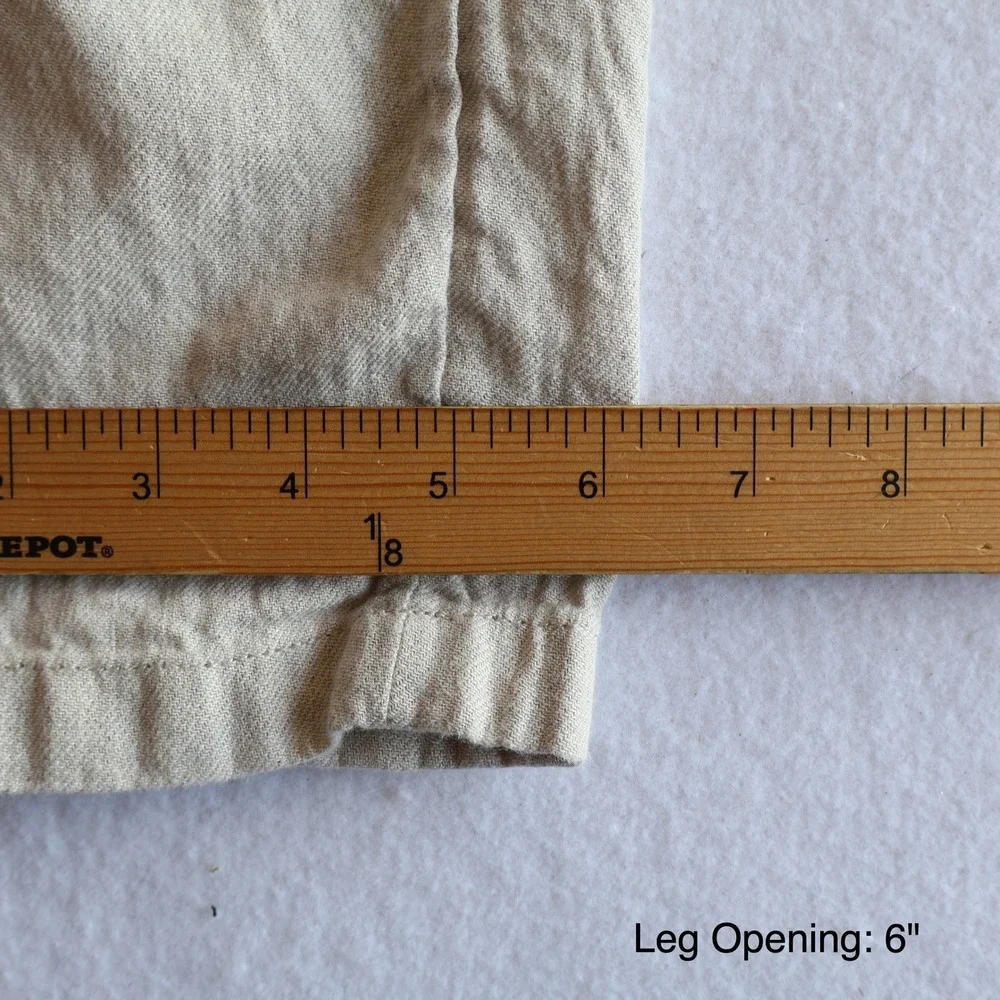 Porter & Ash Men's Linen Blend Pants Chino Beige Drawstring Button 30 Summer
